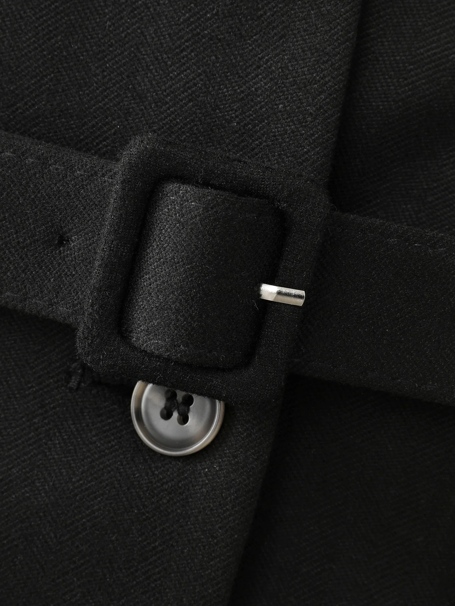 Notch Collar Button Placket Adjustable Coat - Image 6