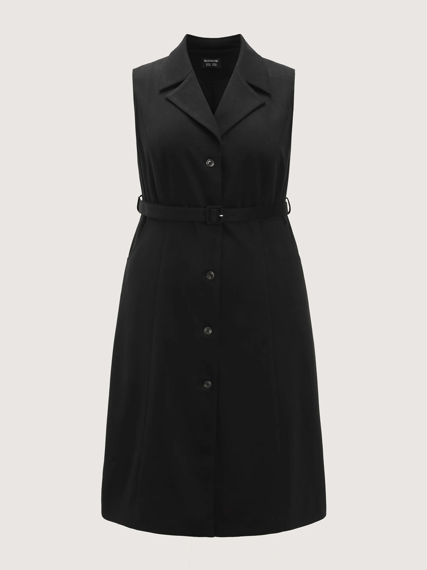 Notch Collar Button Placket Adjustable Coat - Image 7