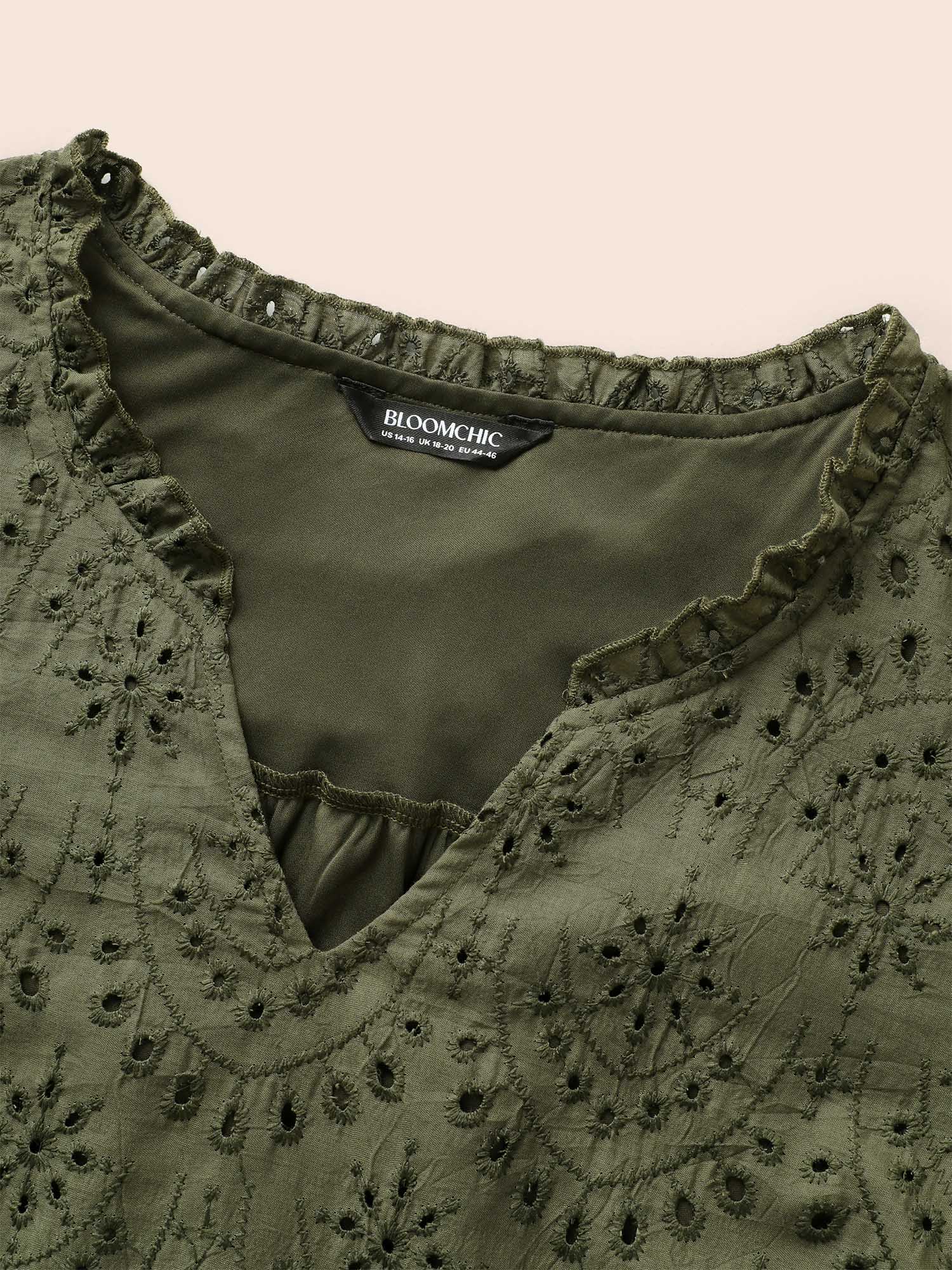 Notched Broderie Anglaise Frill Trim Blouse - Image 5