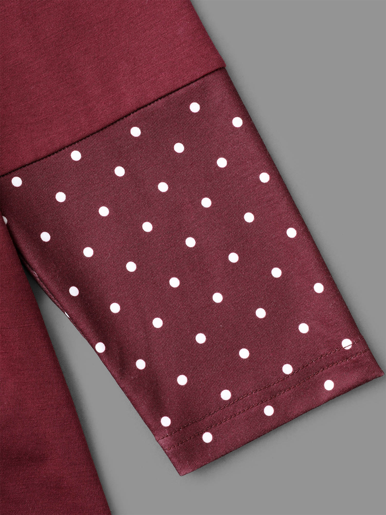 Notched Button Detail Polka Dot Patchwork T-shirt - Image 6