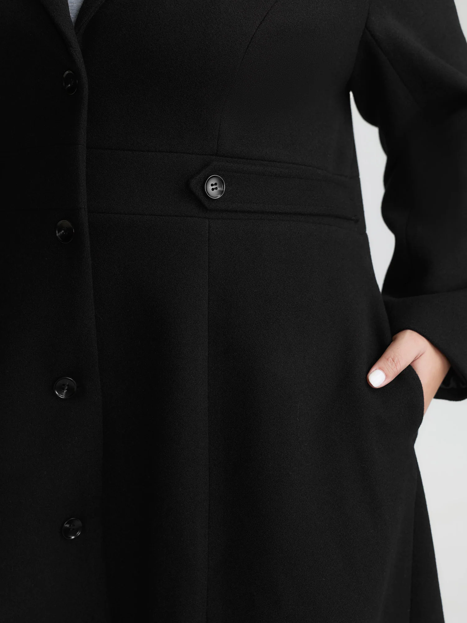 Notched Collar Cinched Waist Coat - Image 4