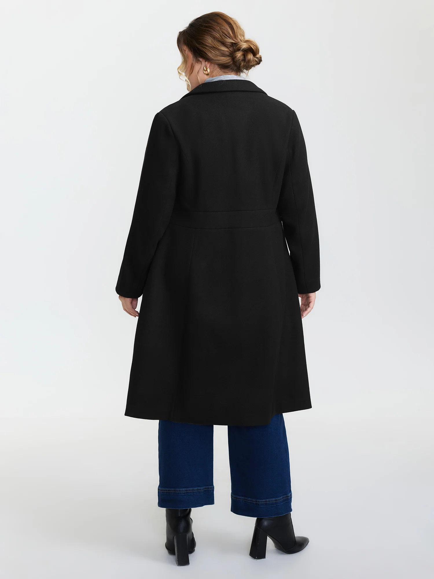 Notched Collar Cinched Waist Coat - Image 6