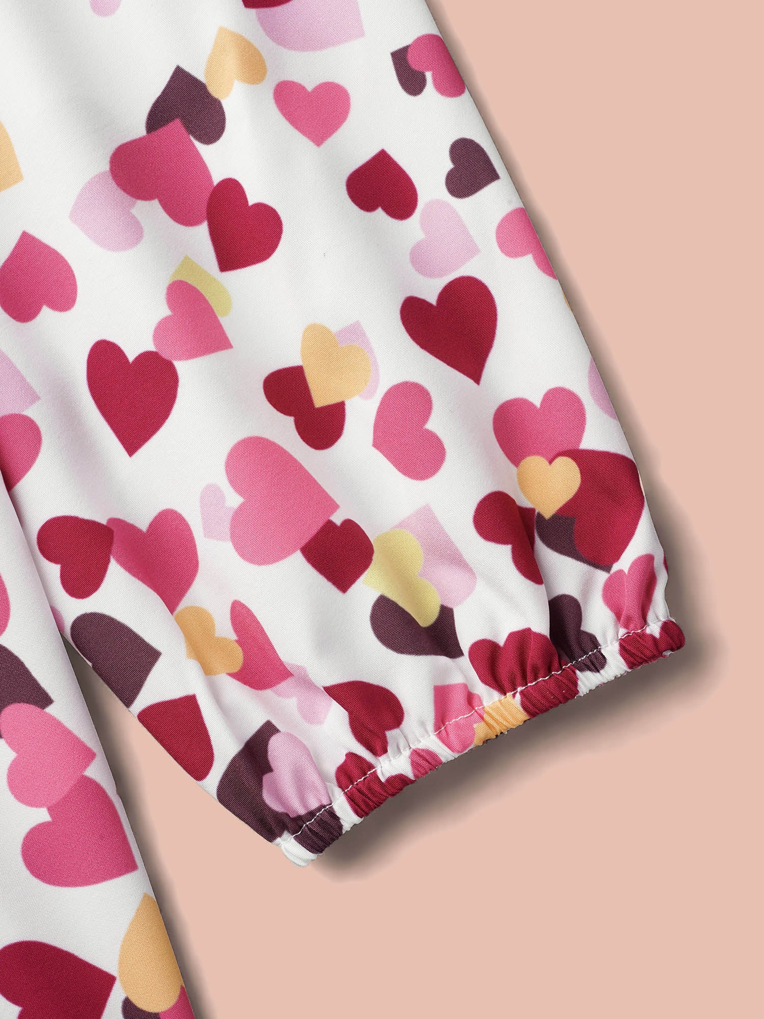 Notched Collar Multi-Color Hearts Blouse - Image 6