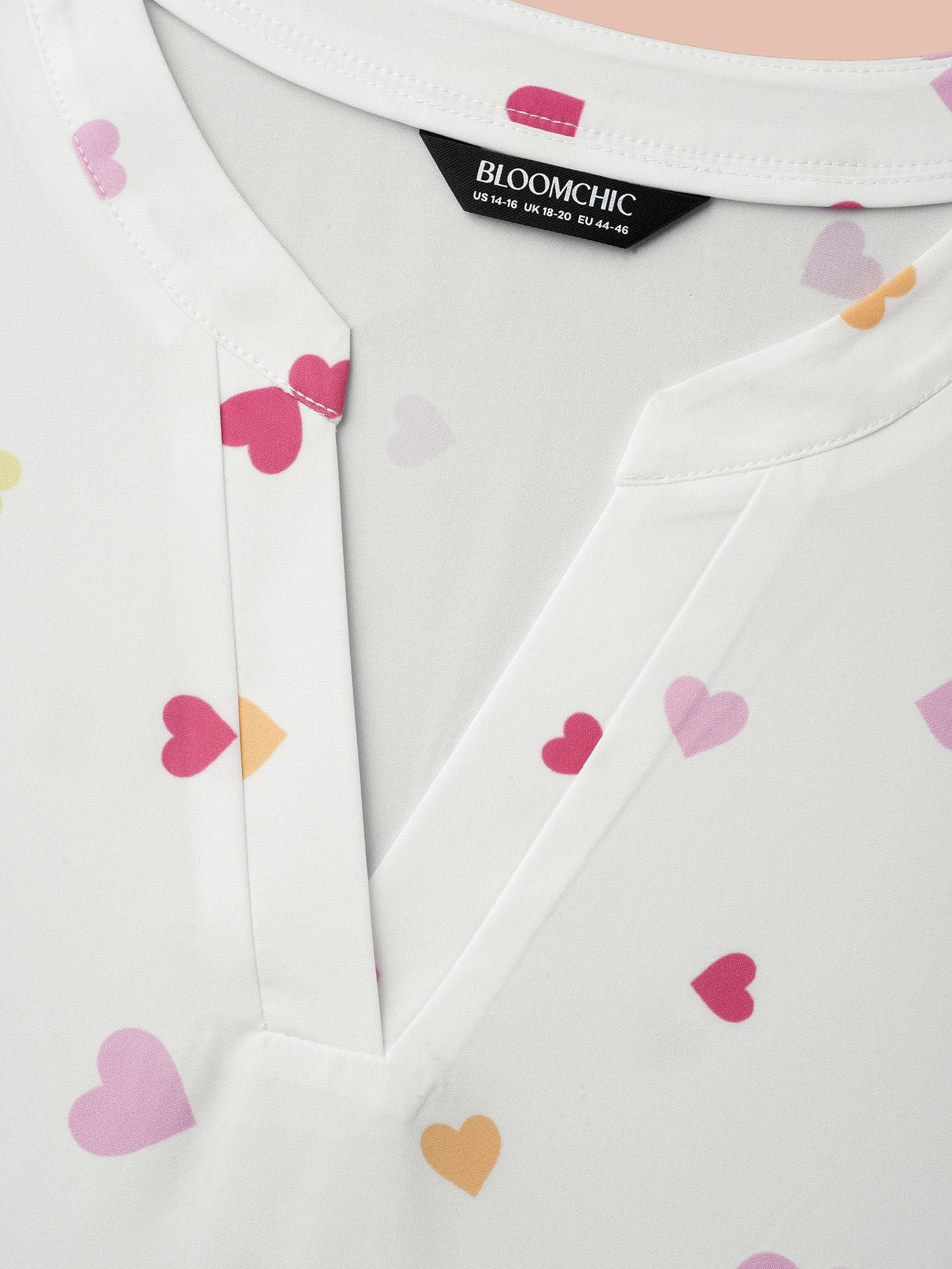 Notched Collar Multi-Color Hearts Blouse - Image 8