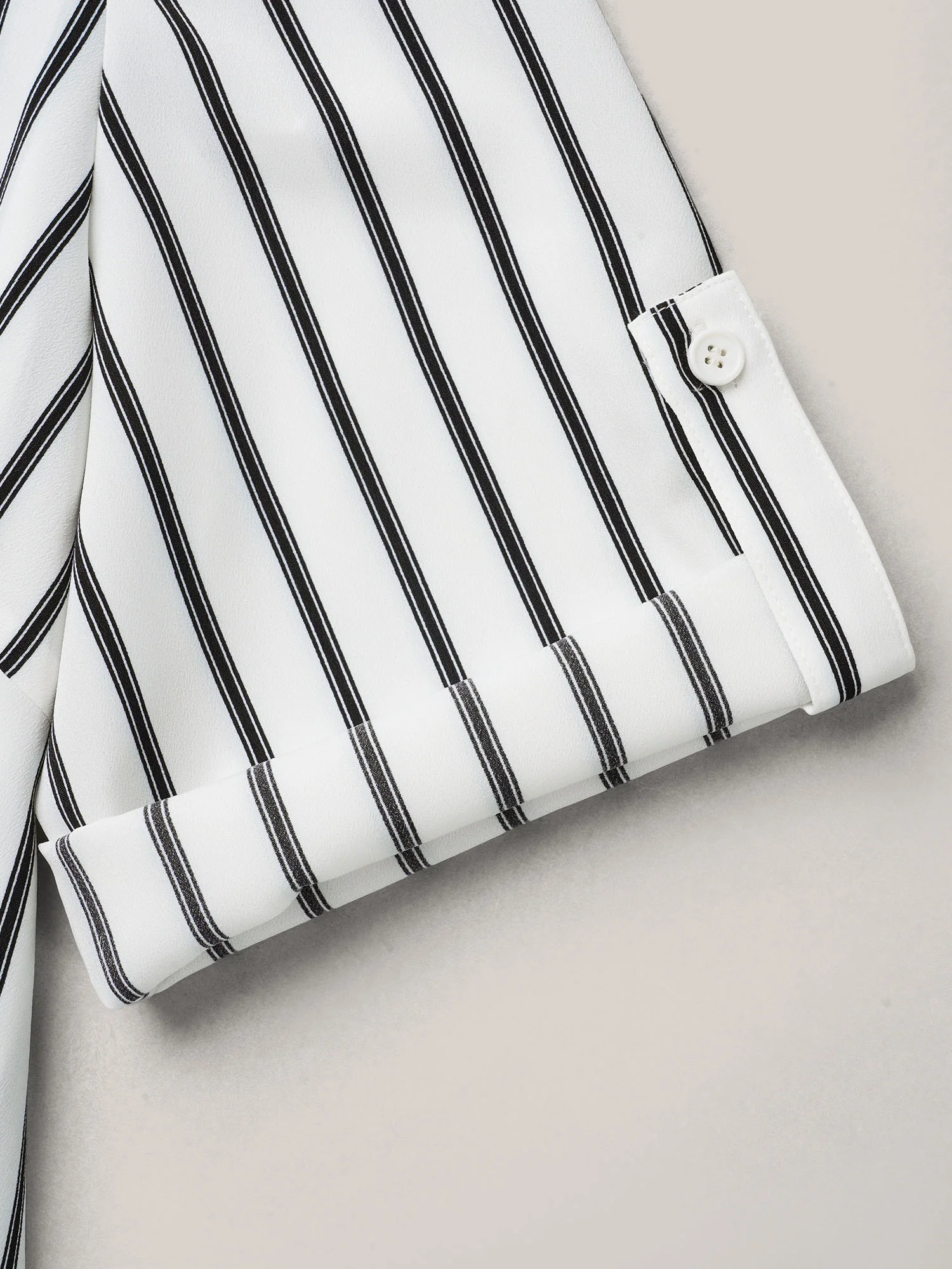 Notched Collar Striped Tab Sleeve Shirt - Image 7