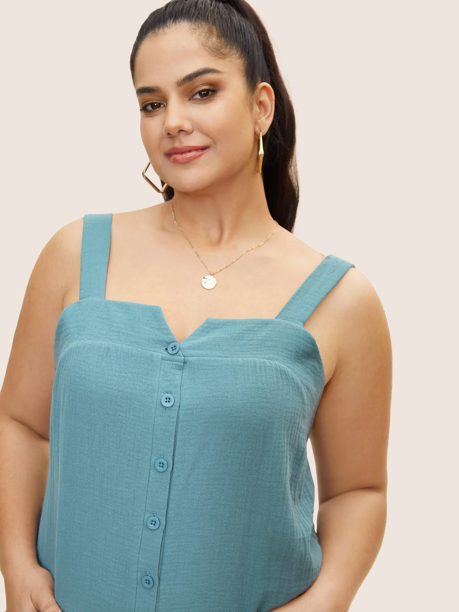 Notched Collar Textured Patch Pocket Jumpsuit - Image 2