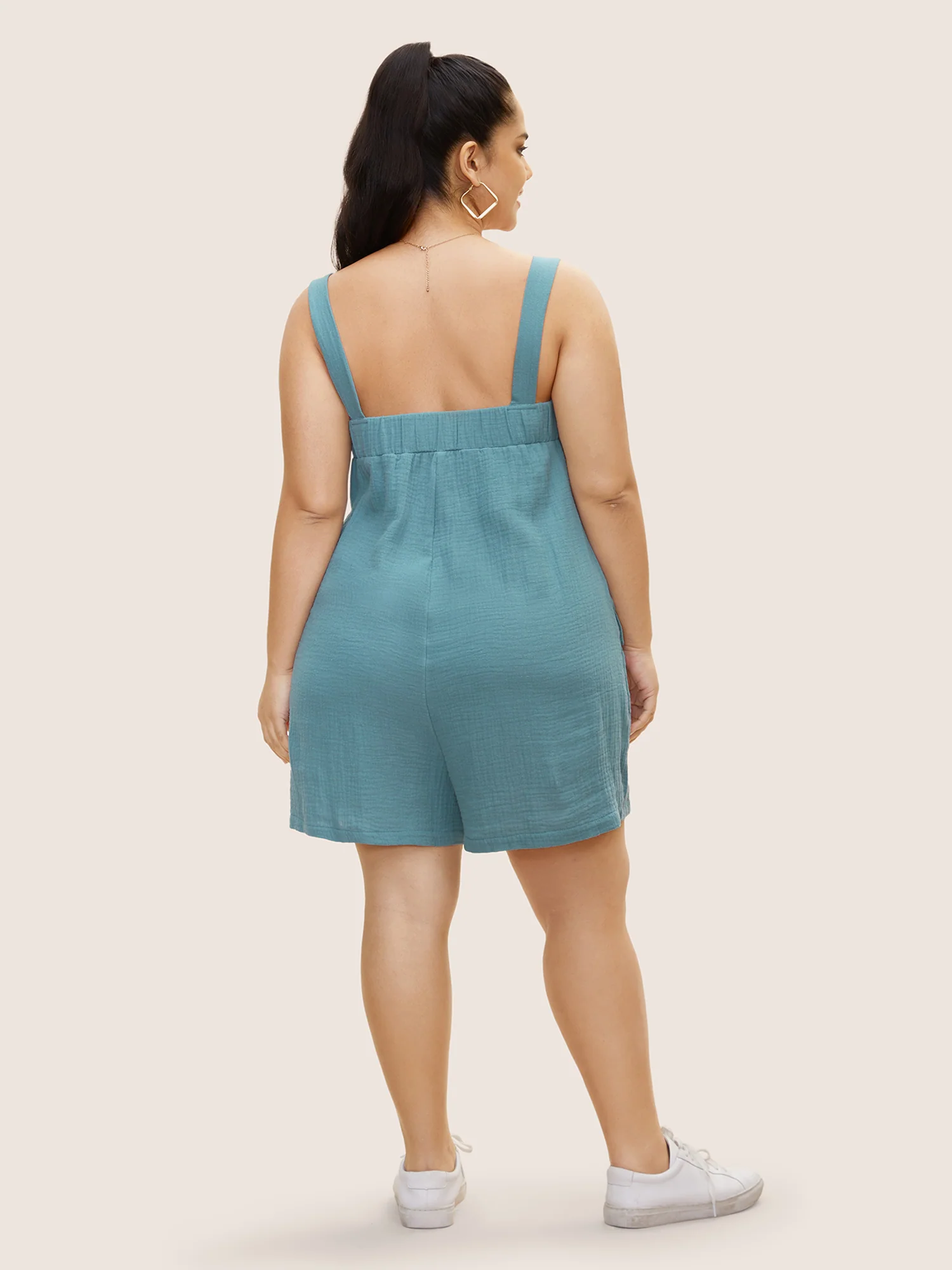 Notched Collar Textured Patch Pocket Jumpsuit - Image 4