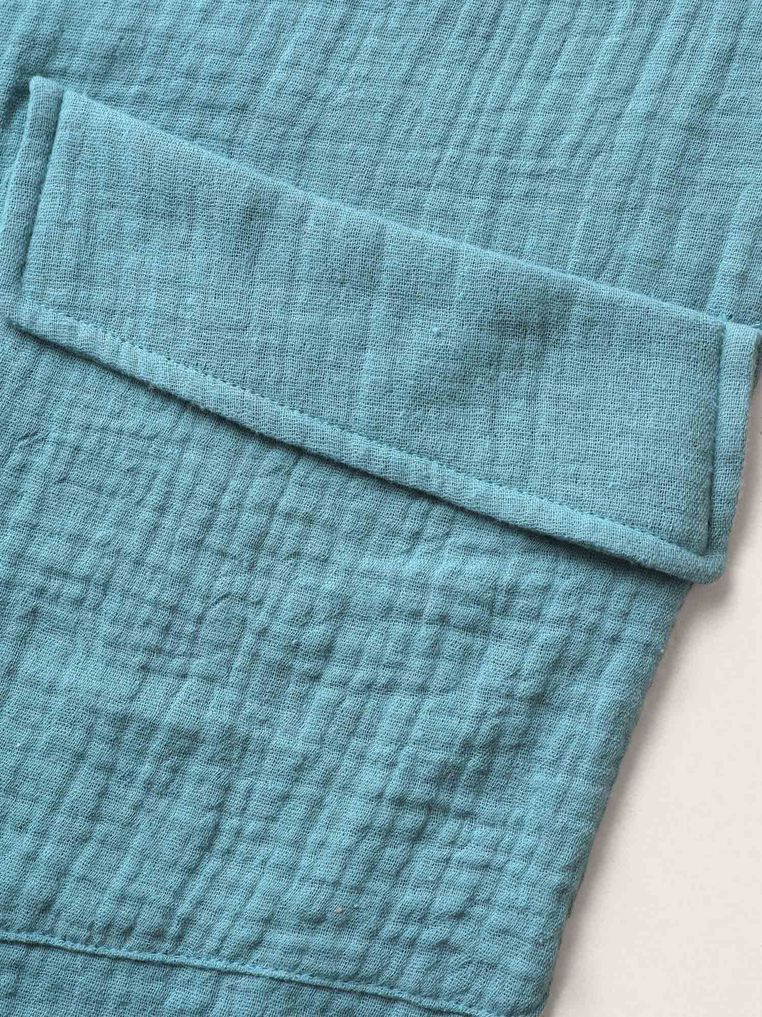 Notched Collar Textured Patch Pocket Jumpsuit - Image 6