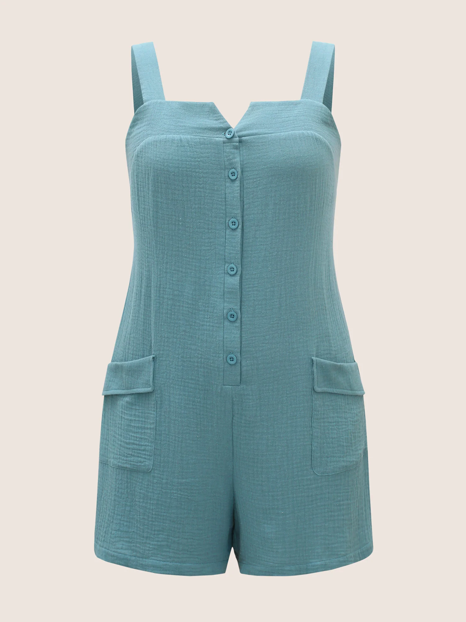 Notched Collar Textured Patch Pocket Jumpsuit - Image 7
