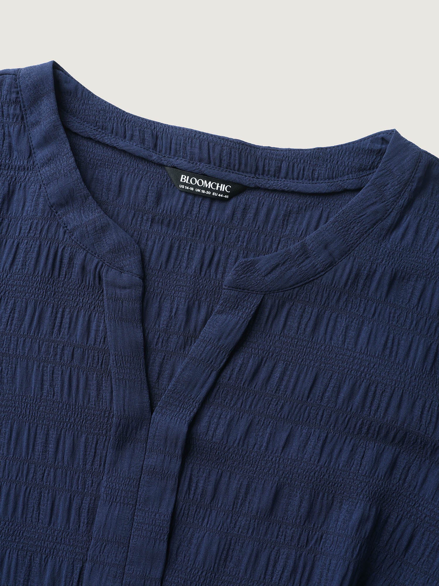 Notched Collar Textured Solid Blouse - Image 6
