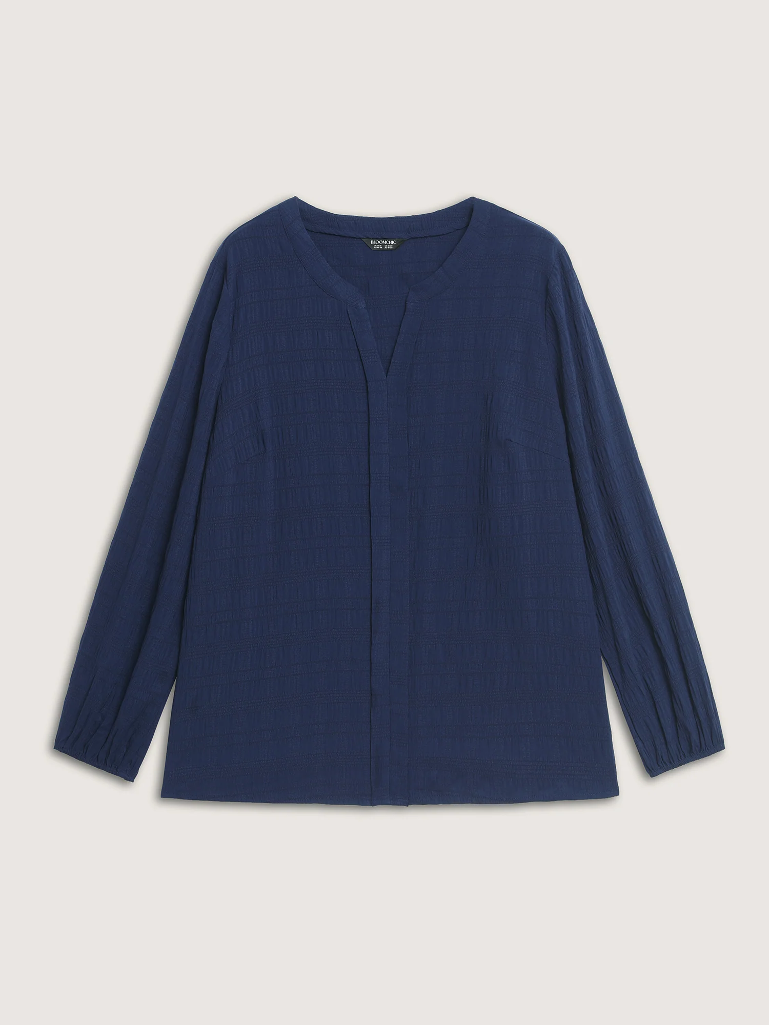 Notched Collar Textured Solid Blouse - Image 7