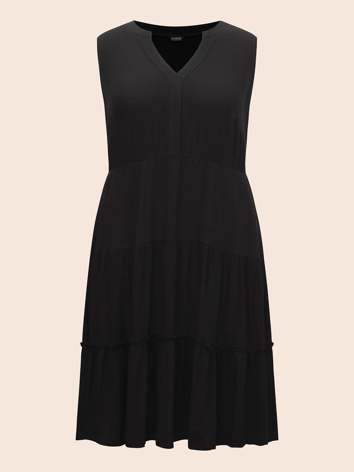 Supersoft Essentials Notched Ruffle Layered Hem Sleeveless Dress - Image 11