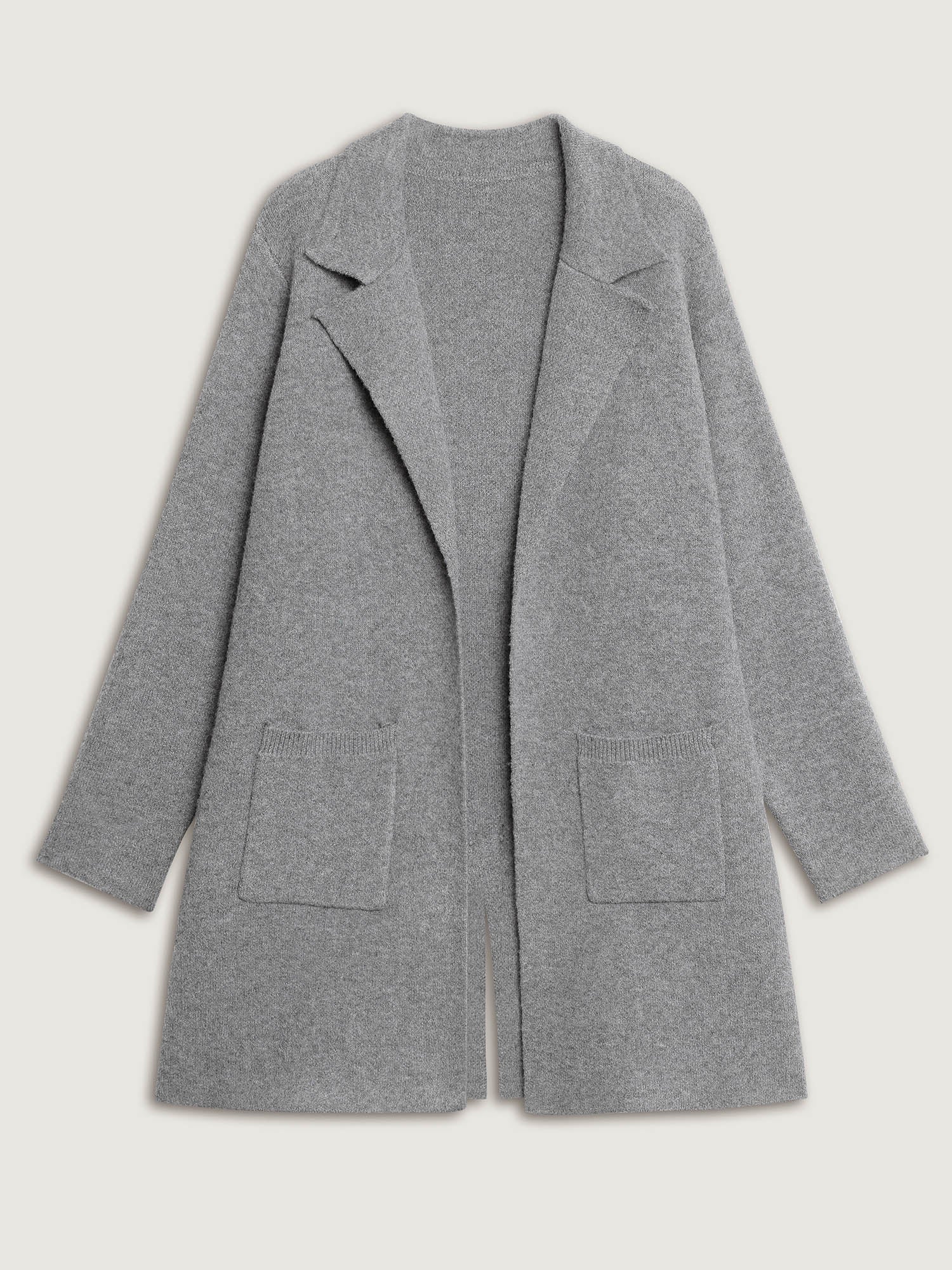 Notched Lapels Slit Back Knit Cardigan - Image 8