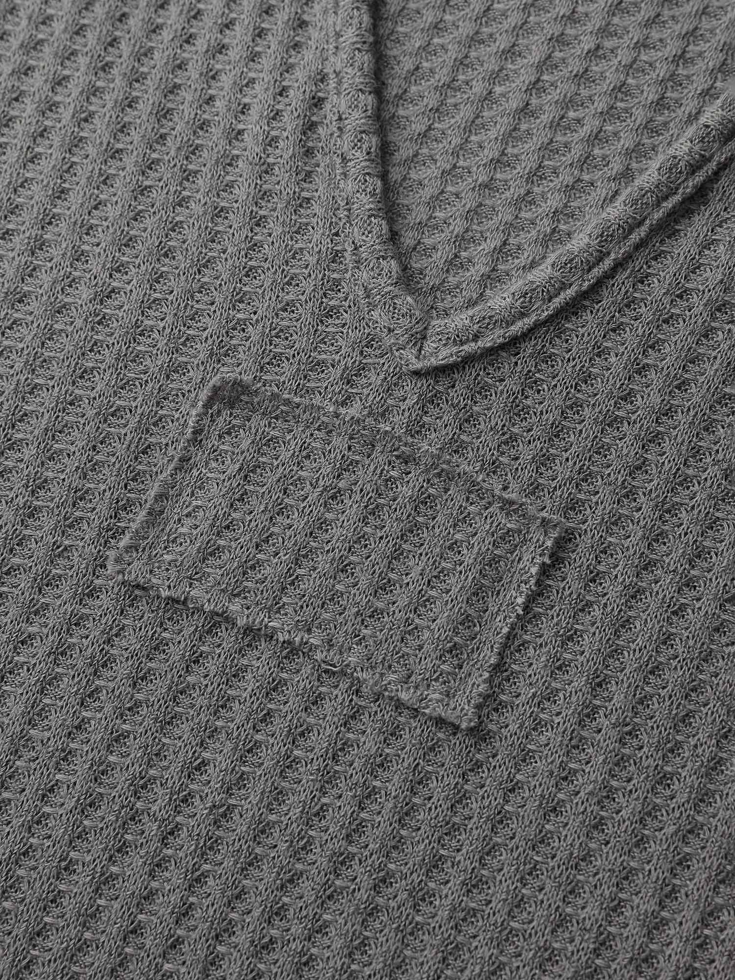 Notched Neck Tab Sleeve Waffle T-Shirt - Image 6