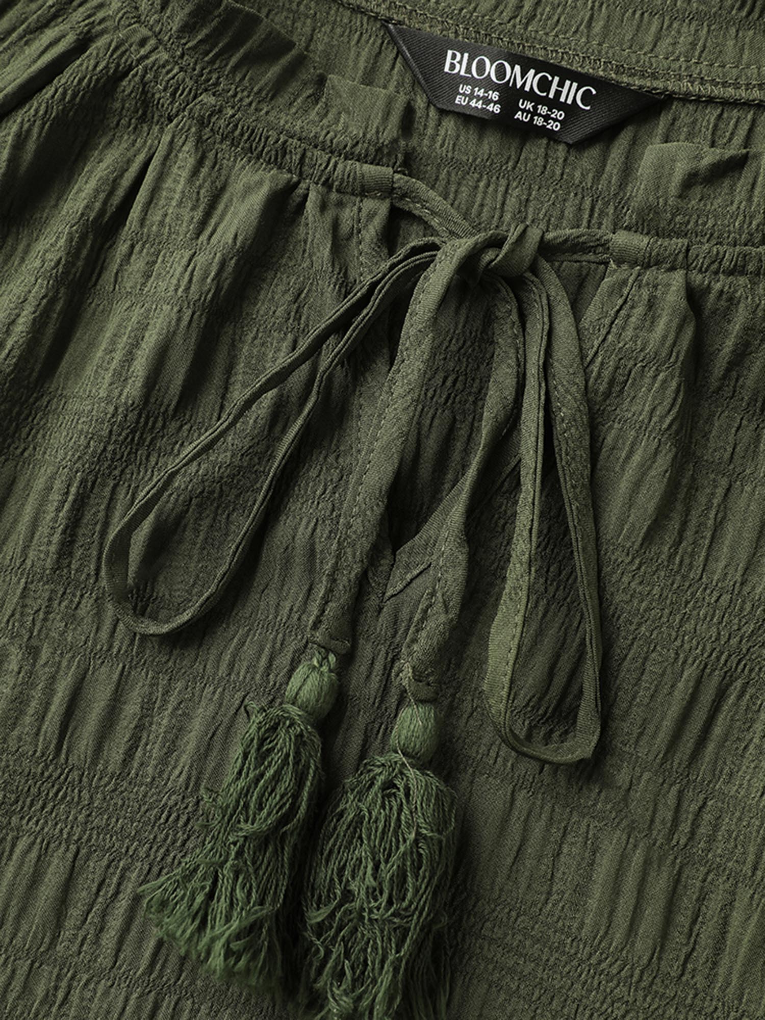 Notched Neck-Tie Crinkle Tiered Blouse - Image 6