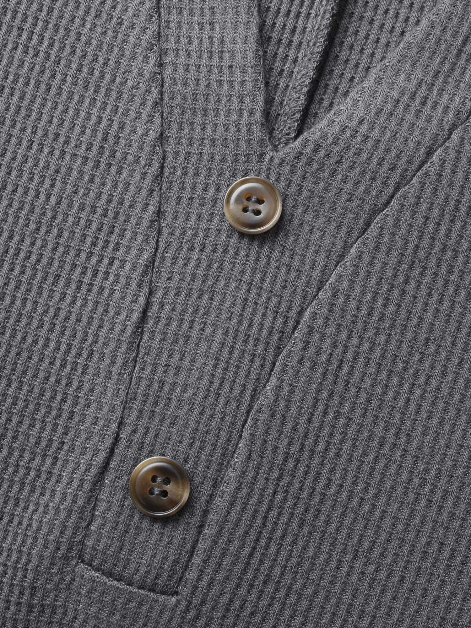 Notched Waffle Knit Button Detail Dress - Image 5