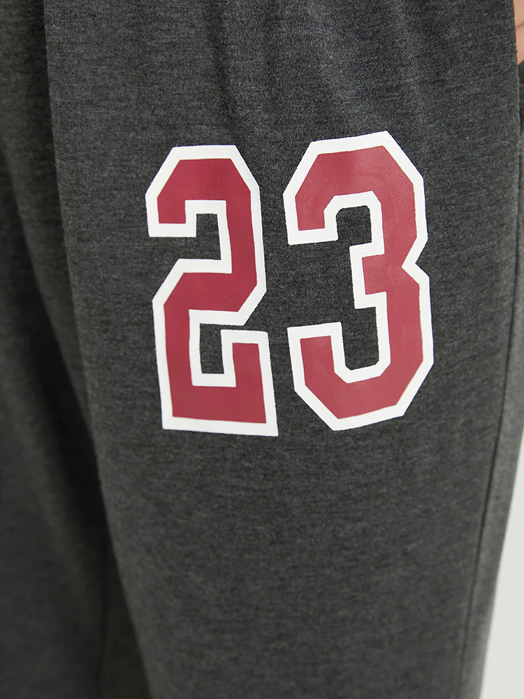 Number Print Drawstring Pocket Elastic Waist Sweatpants - Image 7