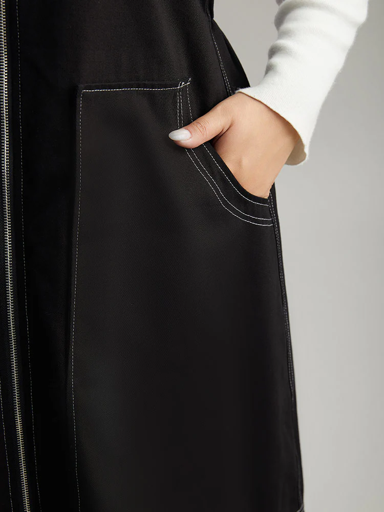 Twill O Ring Zipper Pocket Spaghetti Strap Dress - Image 9
