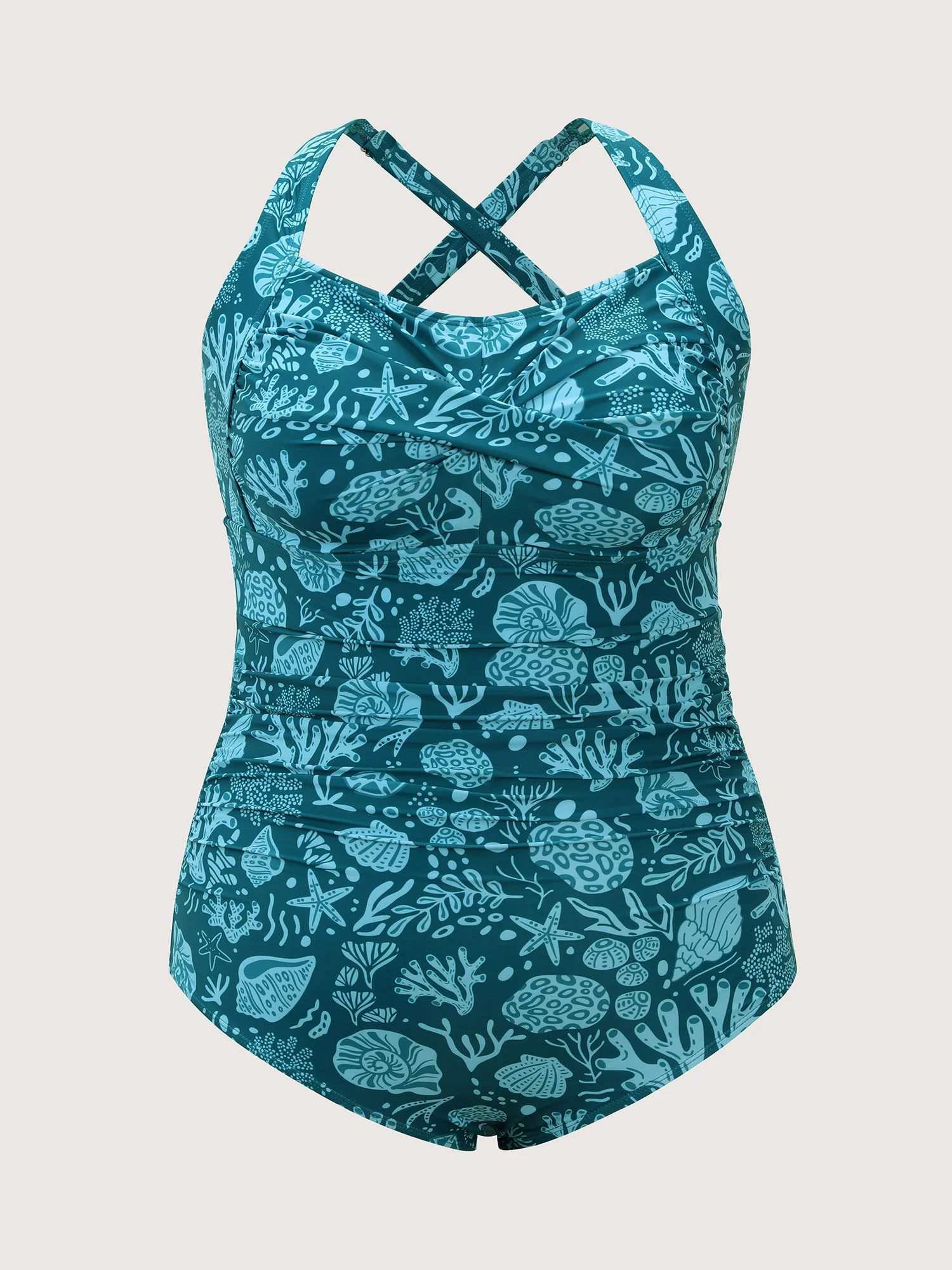 Ocean Pattern Twist Front One-Piece Swimsuit - Image 7