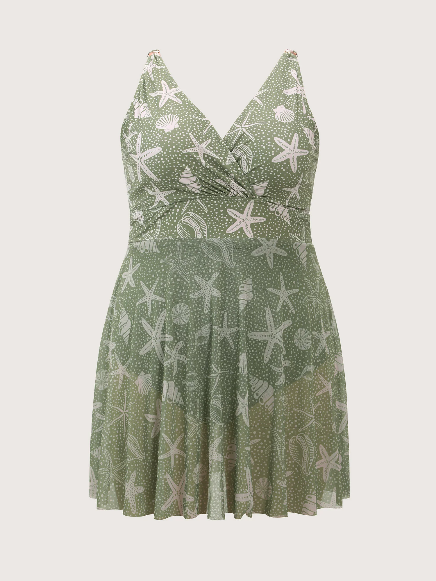Ocean Print Metal Buckle Swim Dress - Image 7