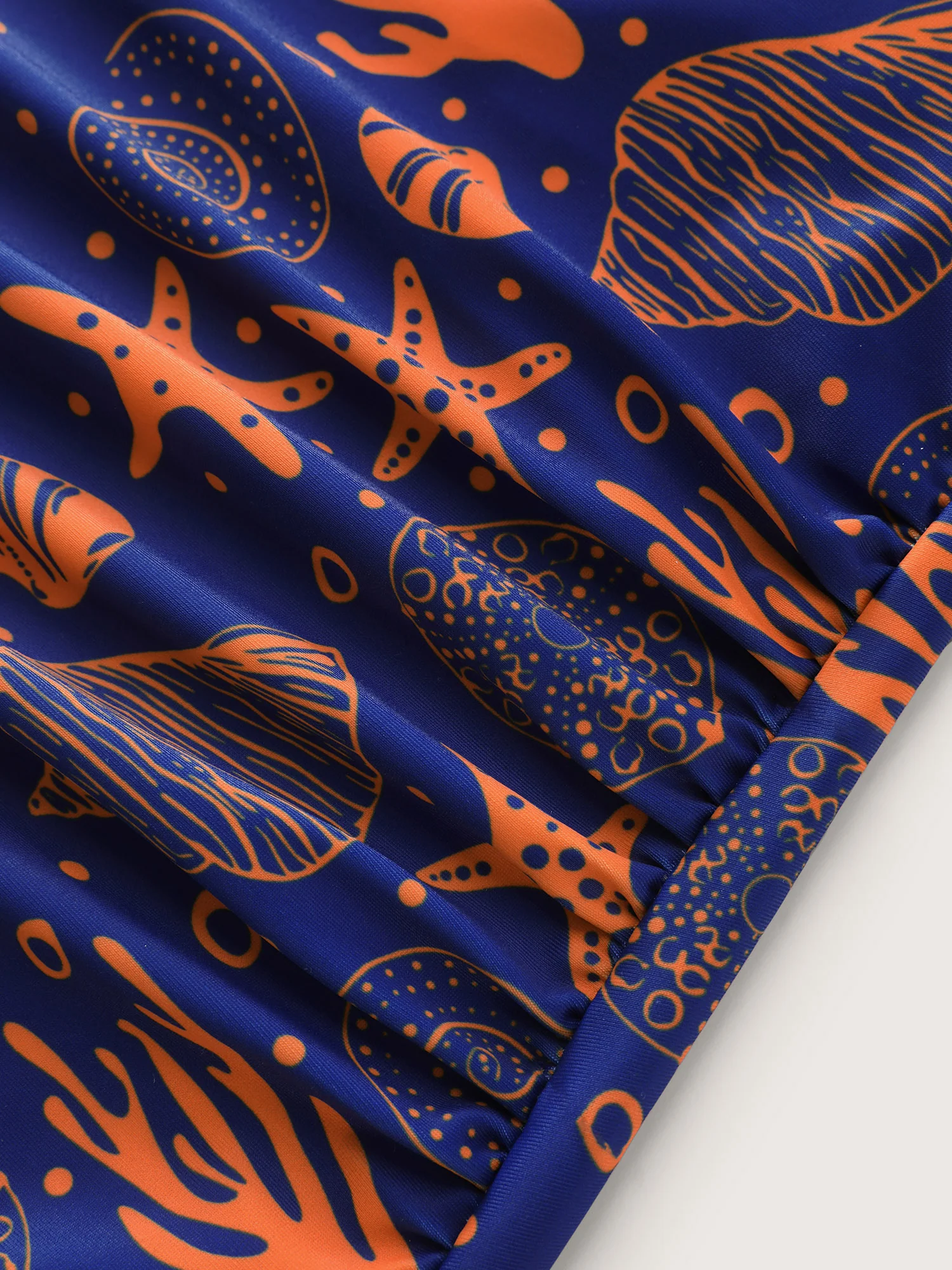 Ocean Print Shrink Pleat One-Piece Swimsuit - Image 7