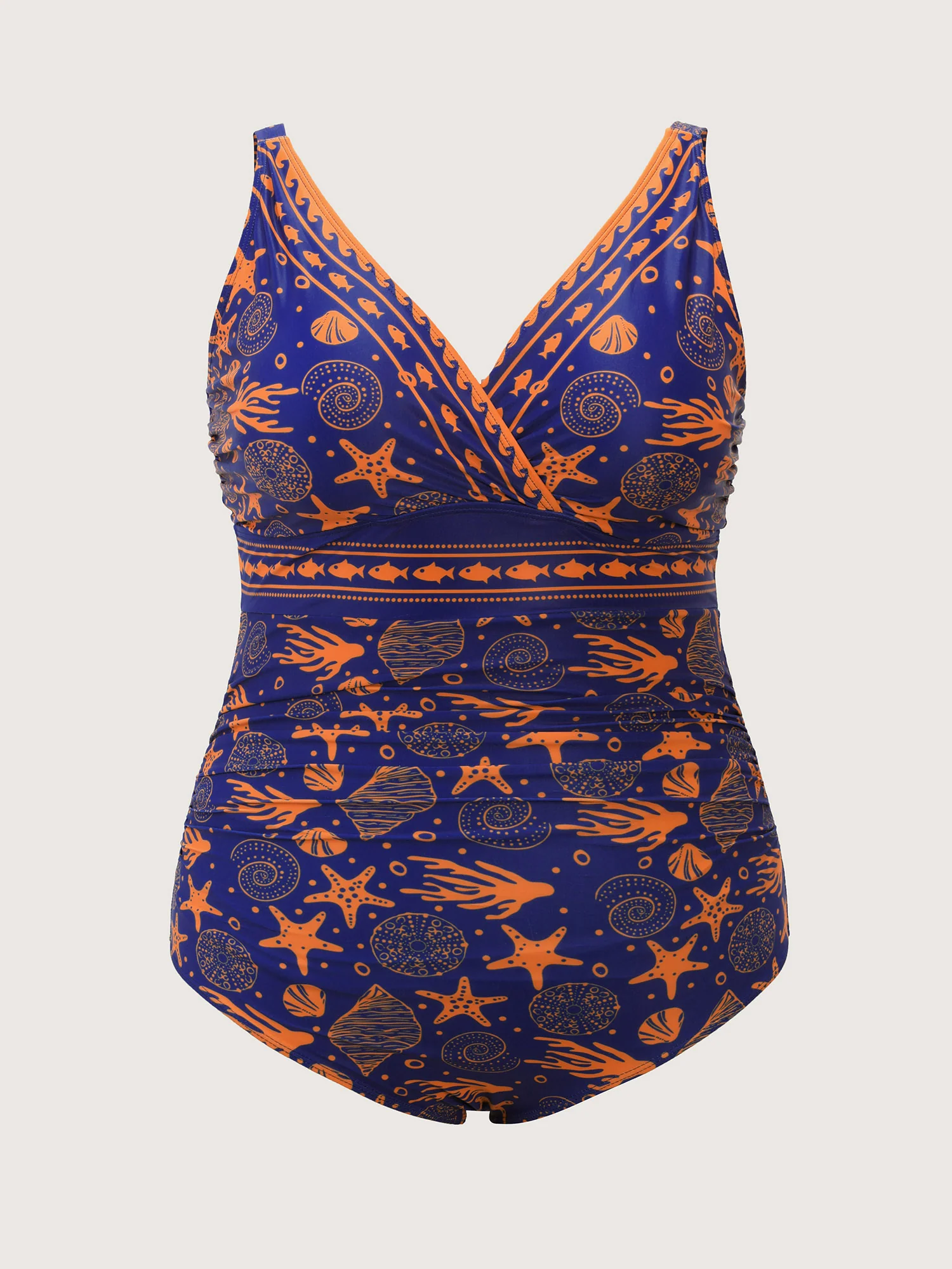 Ocean Print Shrink Pleat One-Piece Swimsuit - Image 8