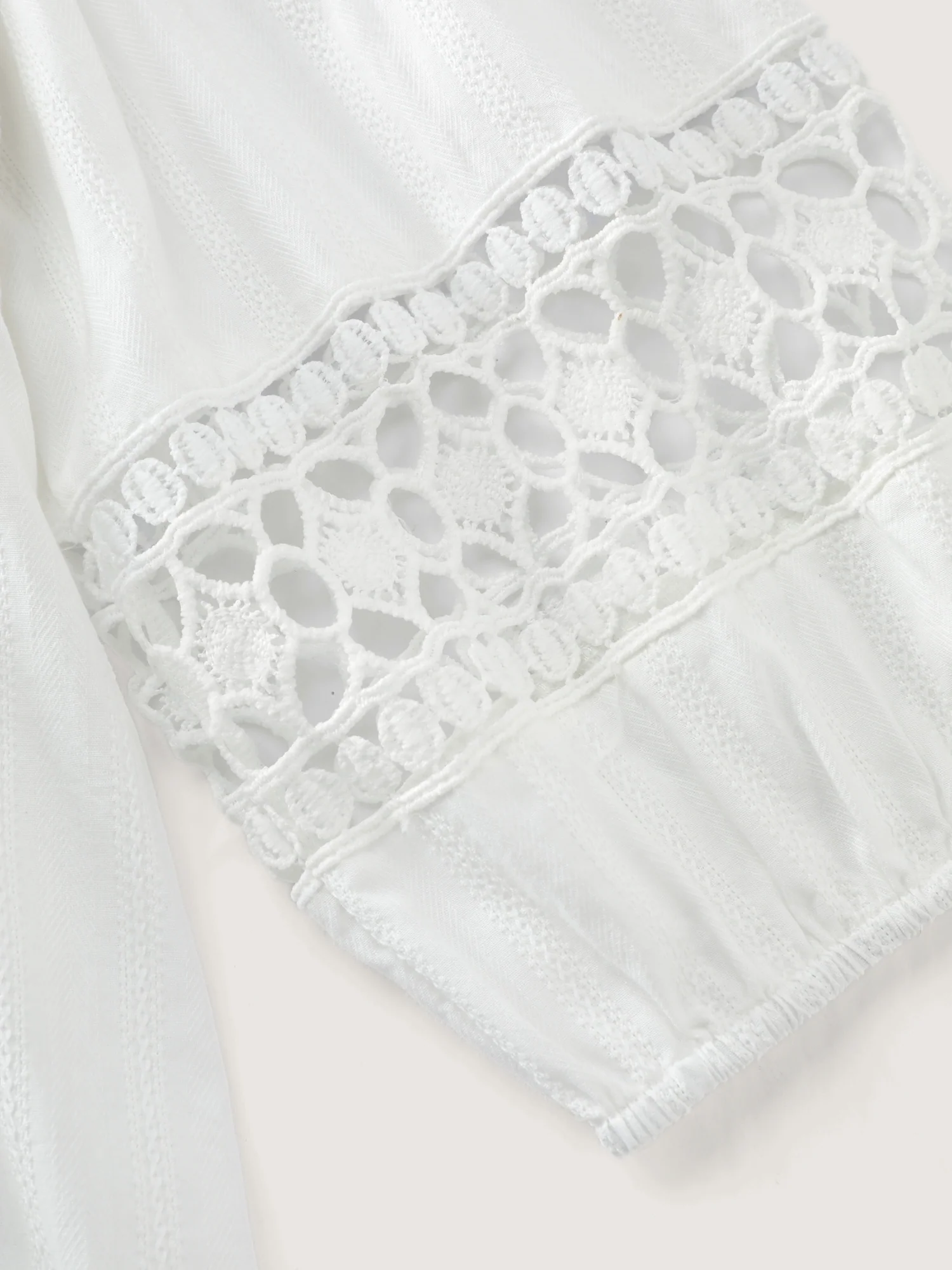 Cotton Off-Shoulder Lace Trim Sleeve Blouse - Image 5