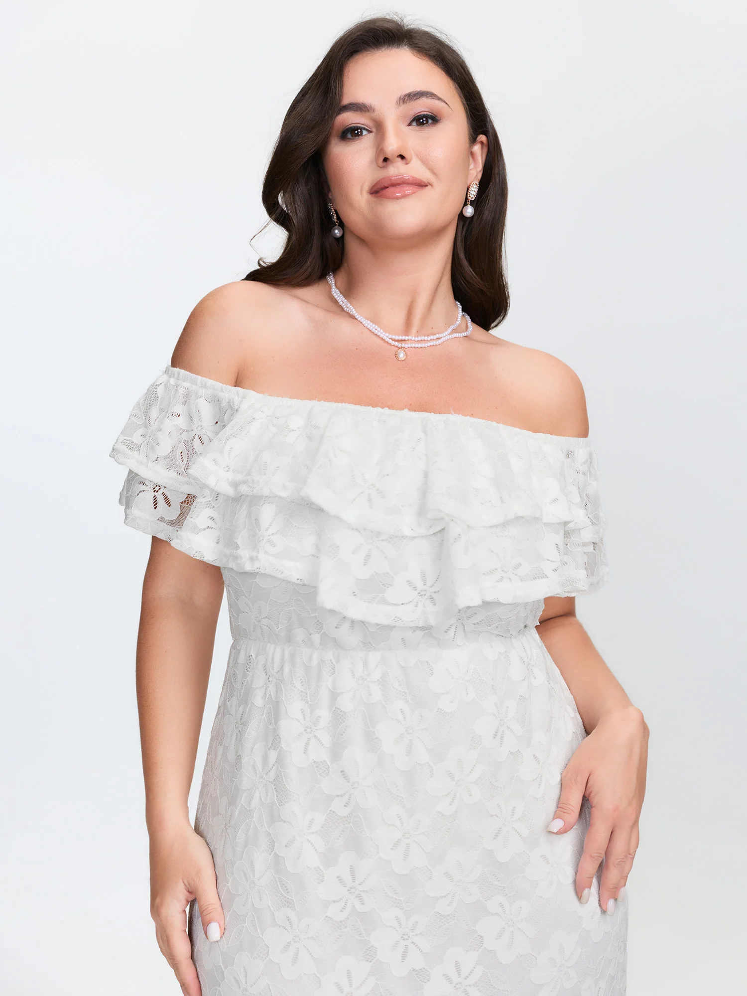 Off-Shoulder Layered Neckline Midi Dress - Image 2