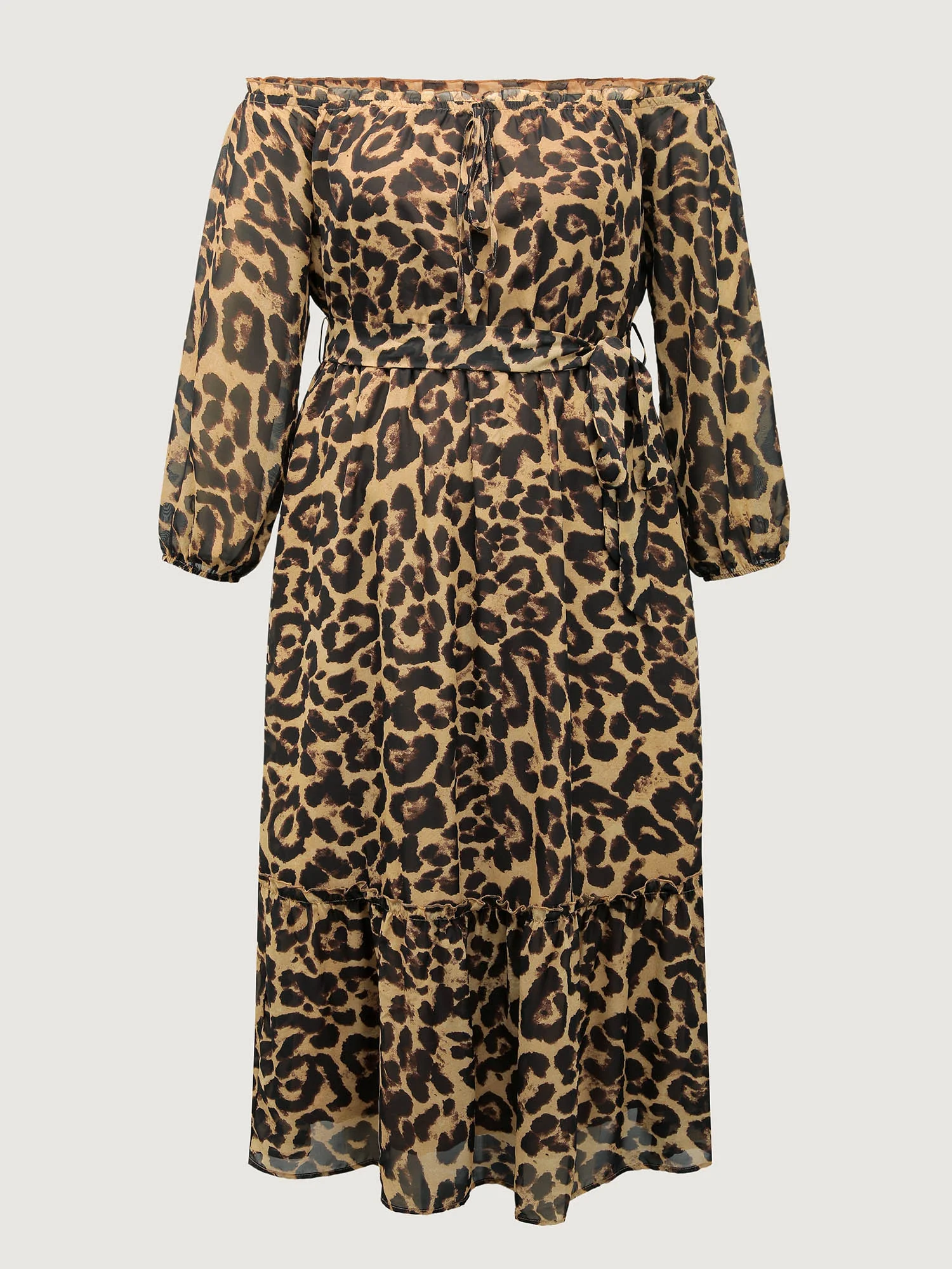 Off-Shoulder Leopard Print Sheer Maxi Dress - Image 7
