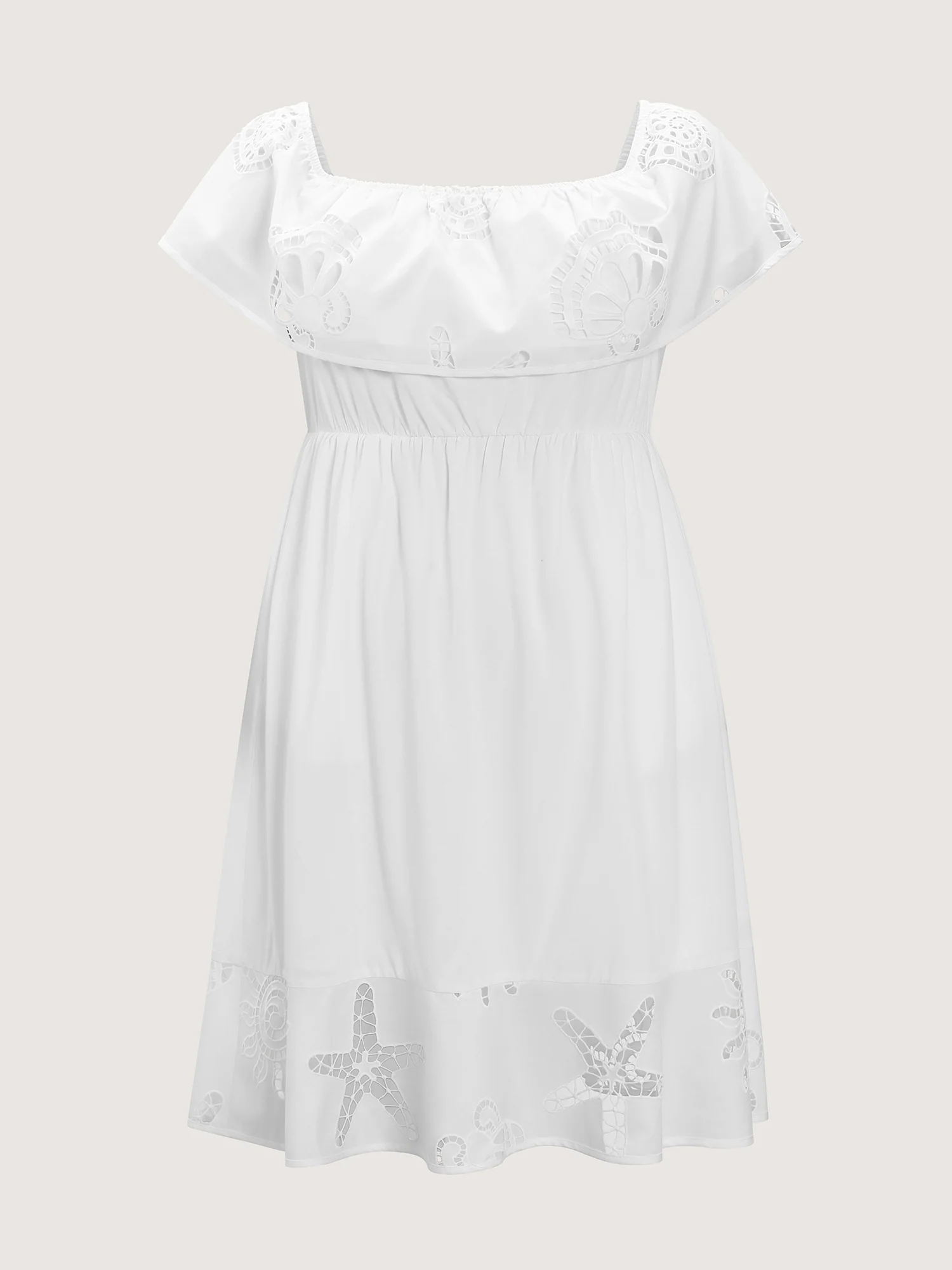 Ocean Pattern Embroidered Cut-Out Midi Dress - Image 7