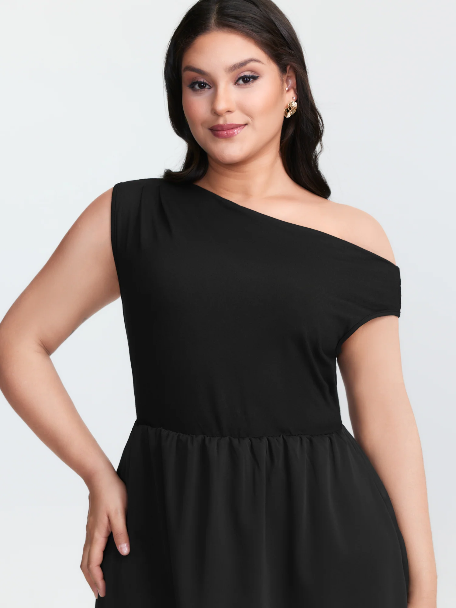 Off-Shoulder Patchwork Midi Dress - Image 2