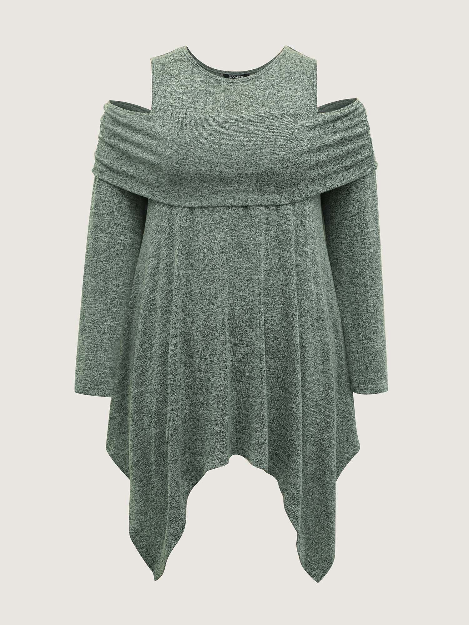 Supersoft Off-Shoulder Pleated Asymmetrical Hem Top - Image 7