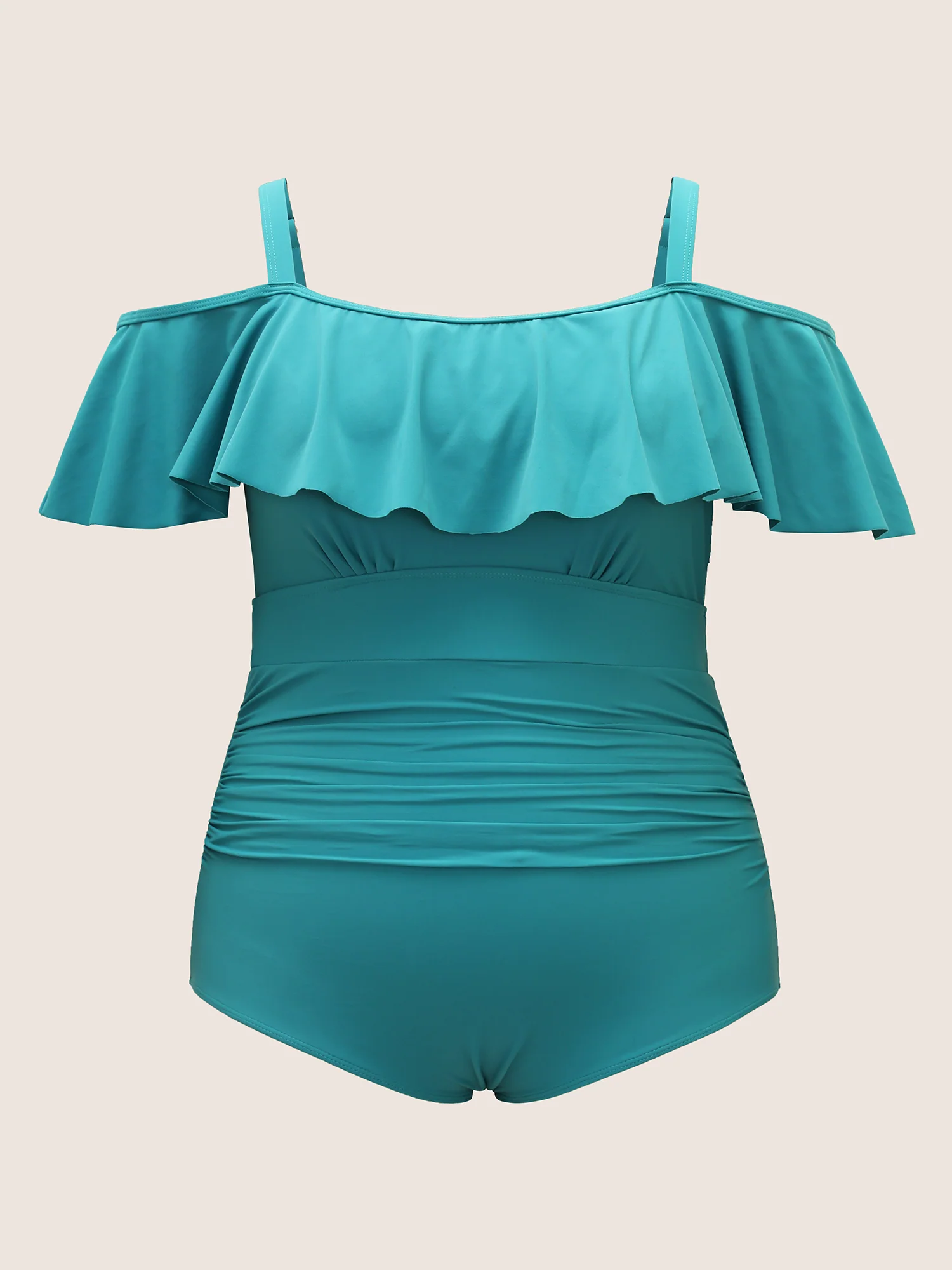 Off Shoulder Ruffle Trim One Piece Swimsuit - Image 7