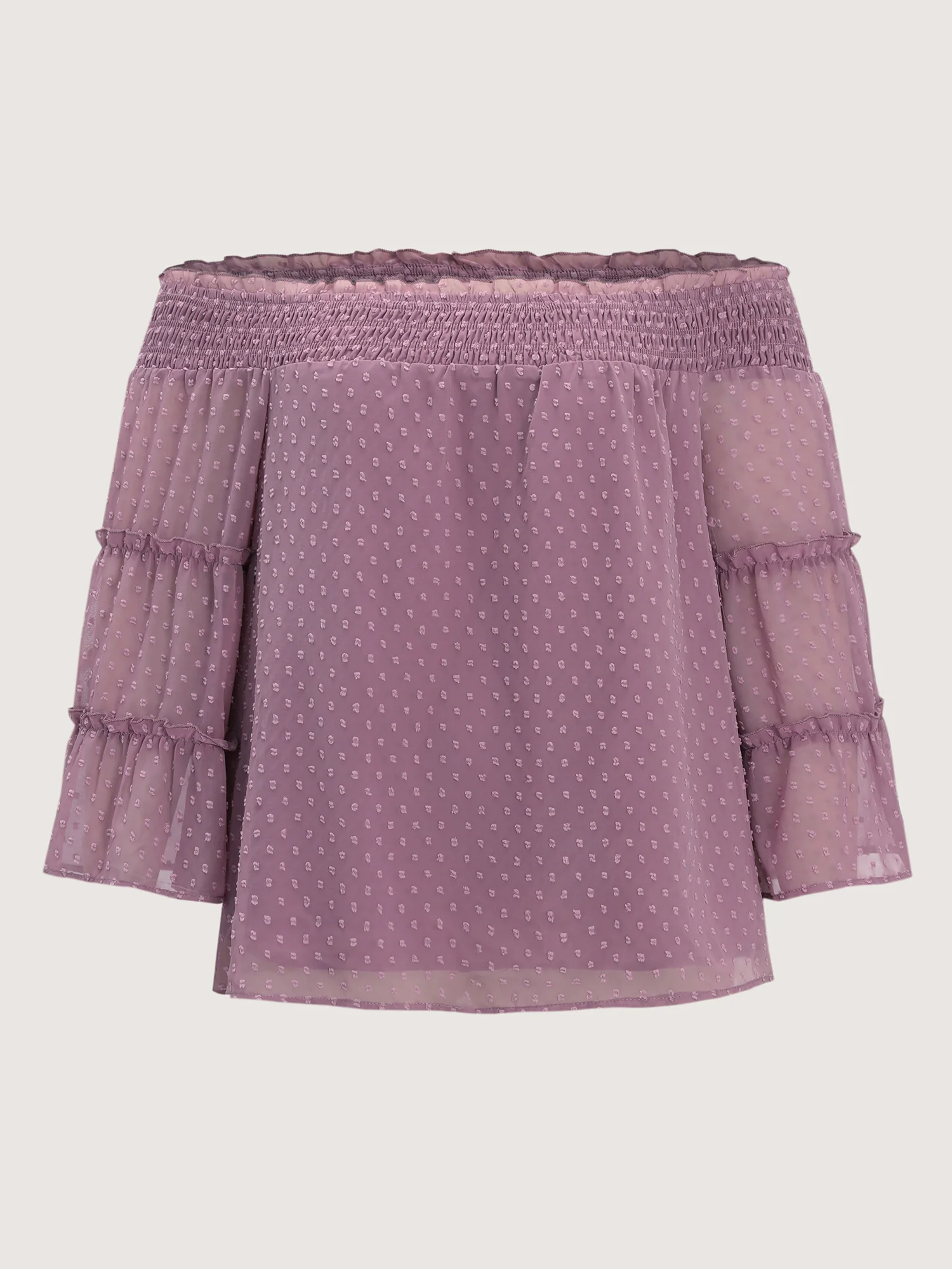 Off-Shoulder Shirred Flared Sleeve Blouse - Image 7