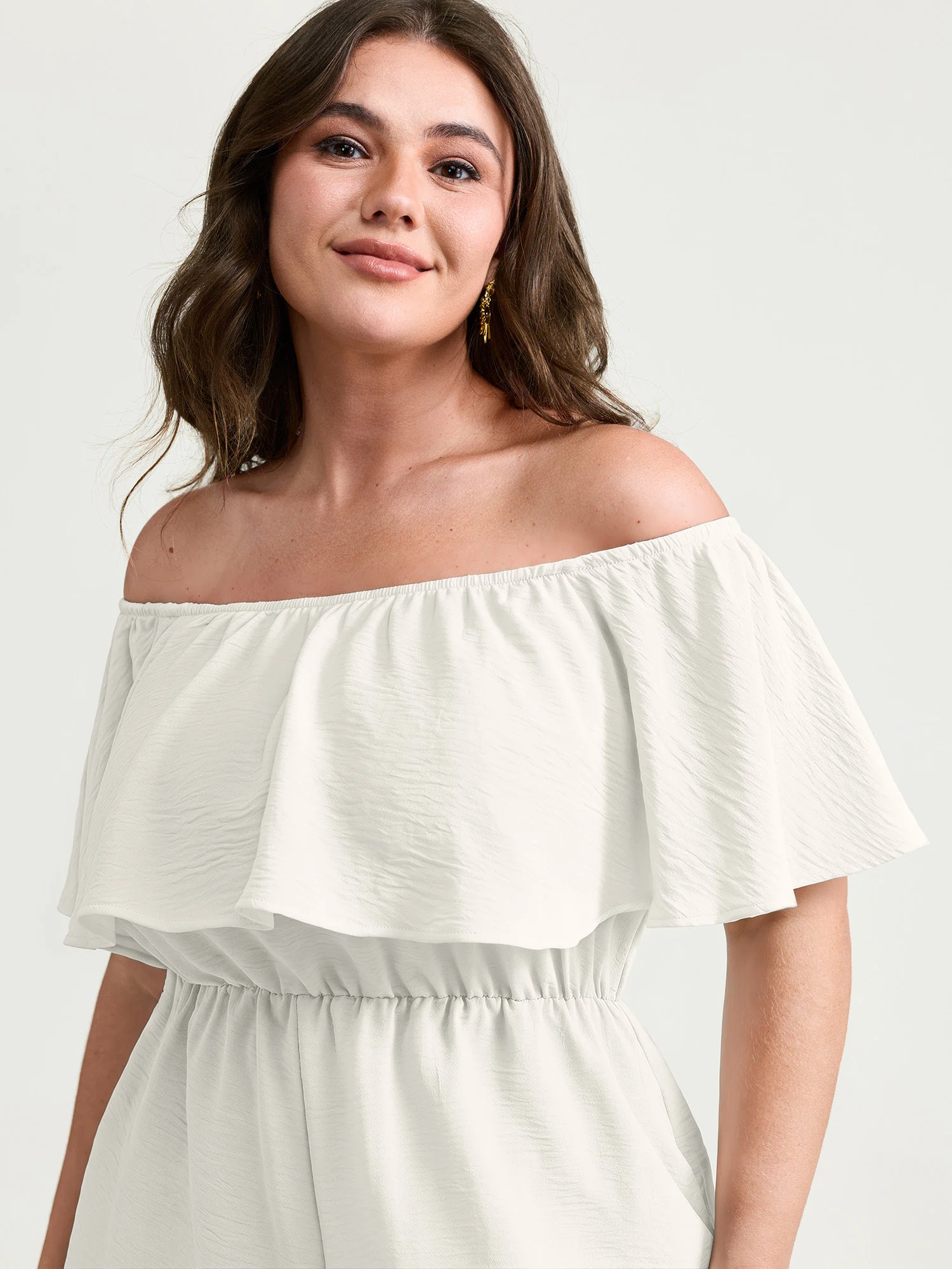 Off-Shoulder Tassel Hem Romper - Image 9