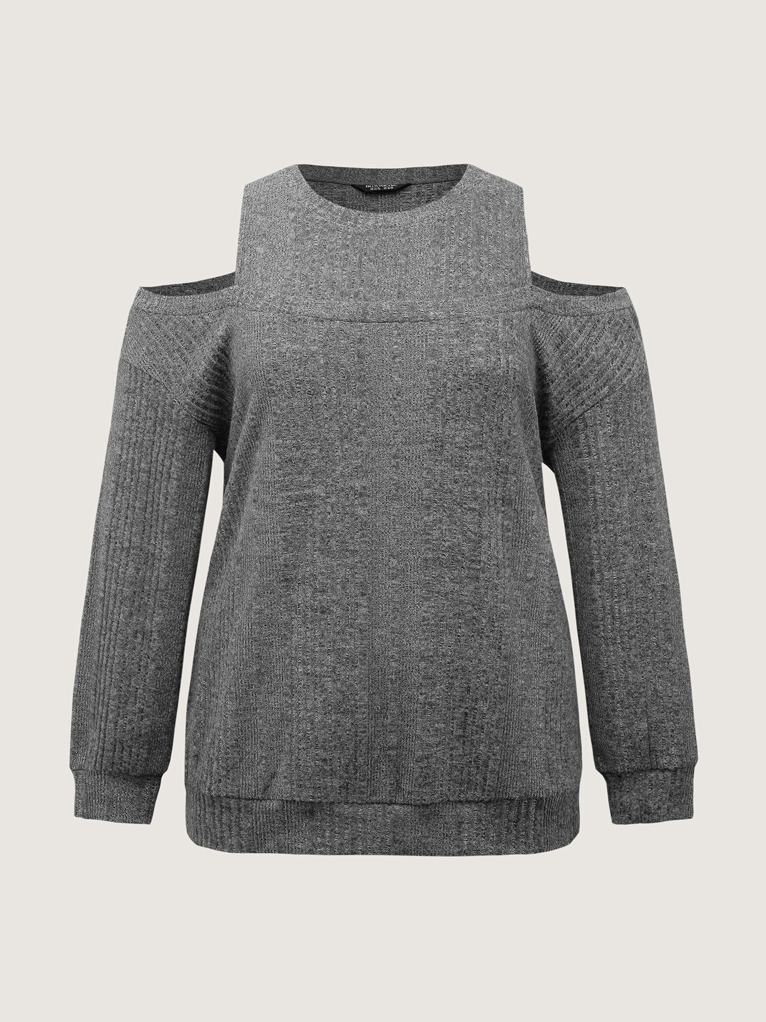 Off-Shoulder Textured Solid Sweatshirt - Image 7