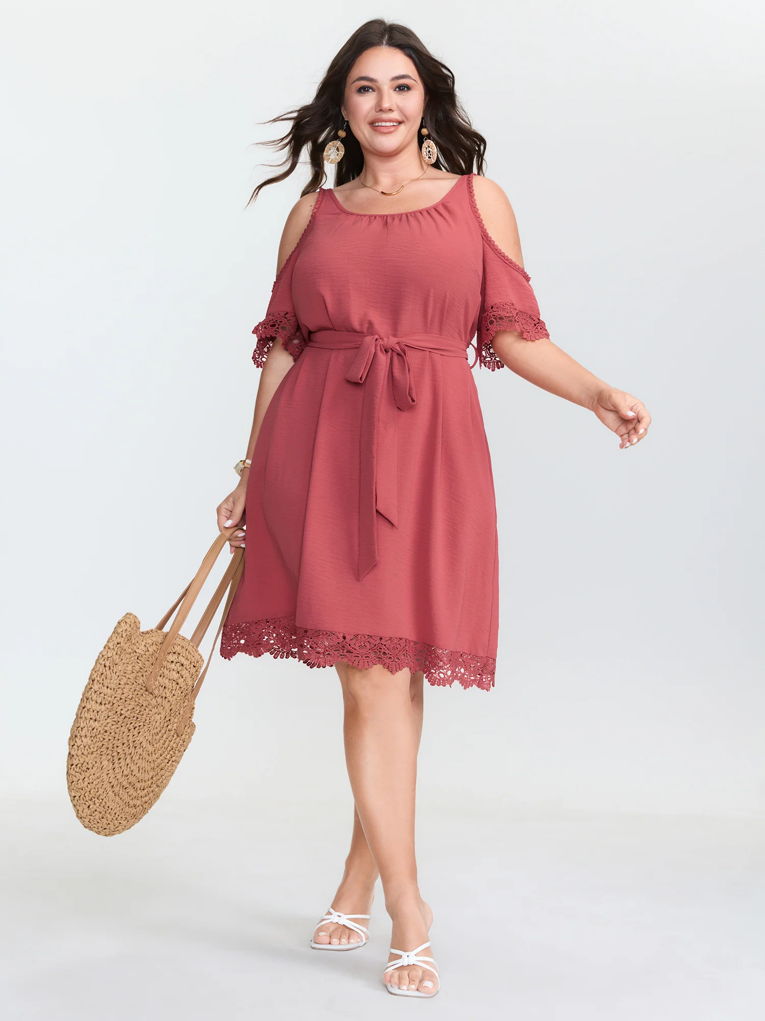 Off-Shoulder Waist Tie Mini Dress - Image 2