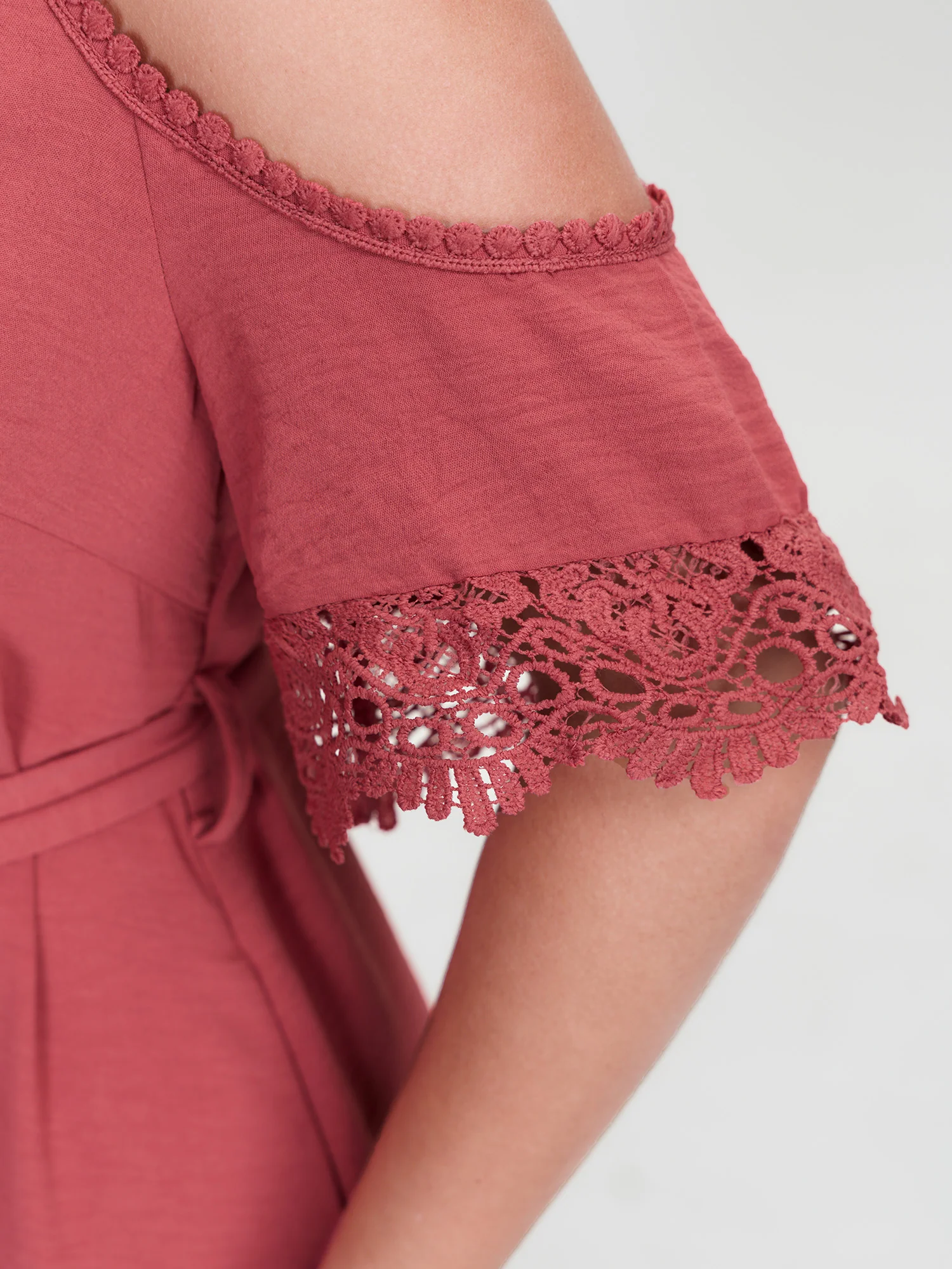 Off-Shoulder Waist Tie Mini Dress - Image 4