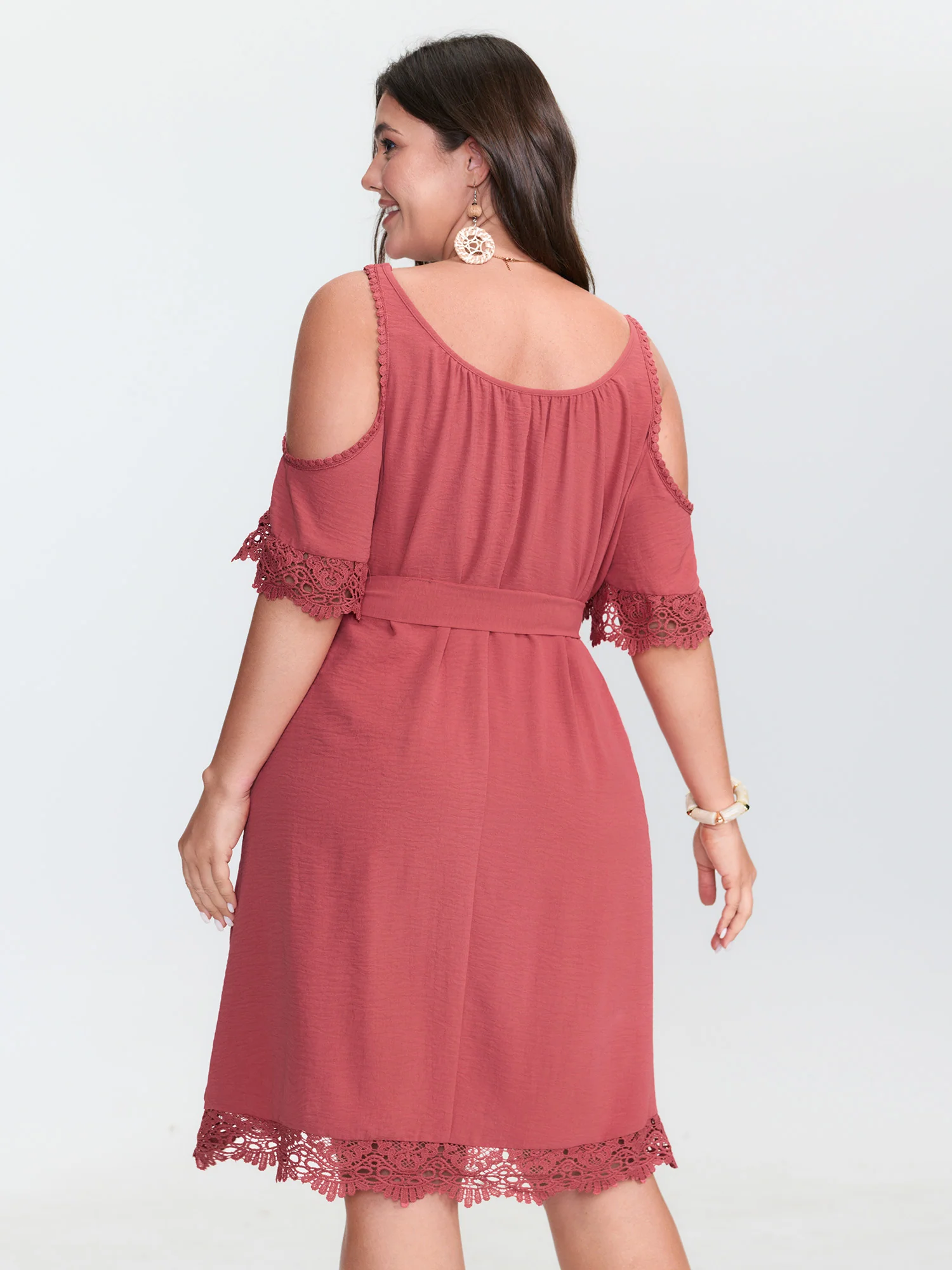 Off-Shoulder Waist Tie Mini Dress - Image 5