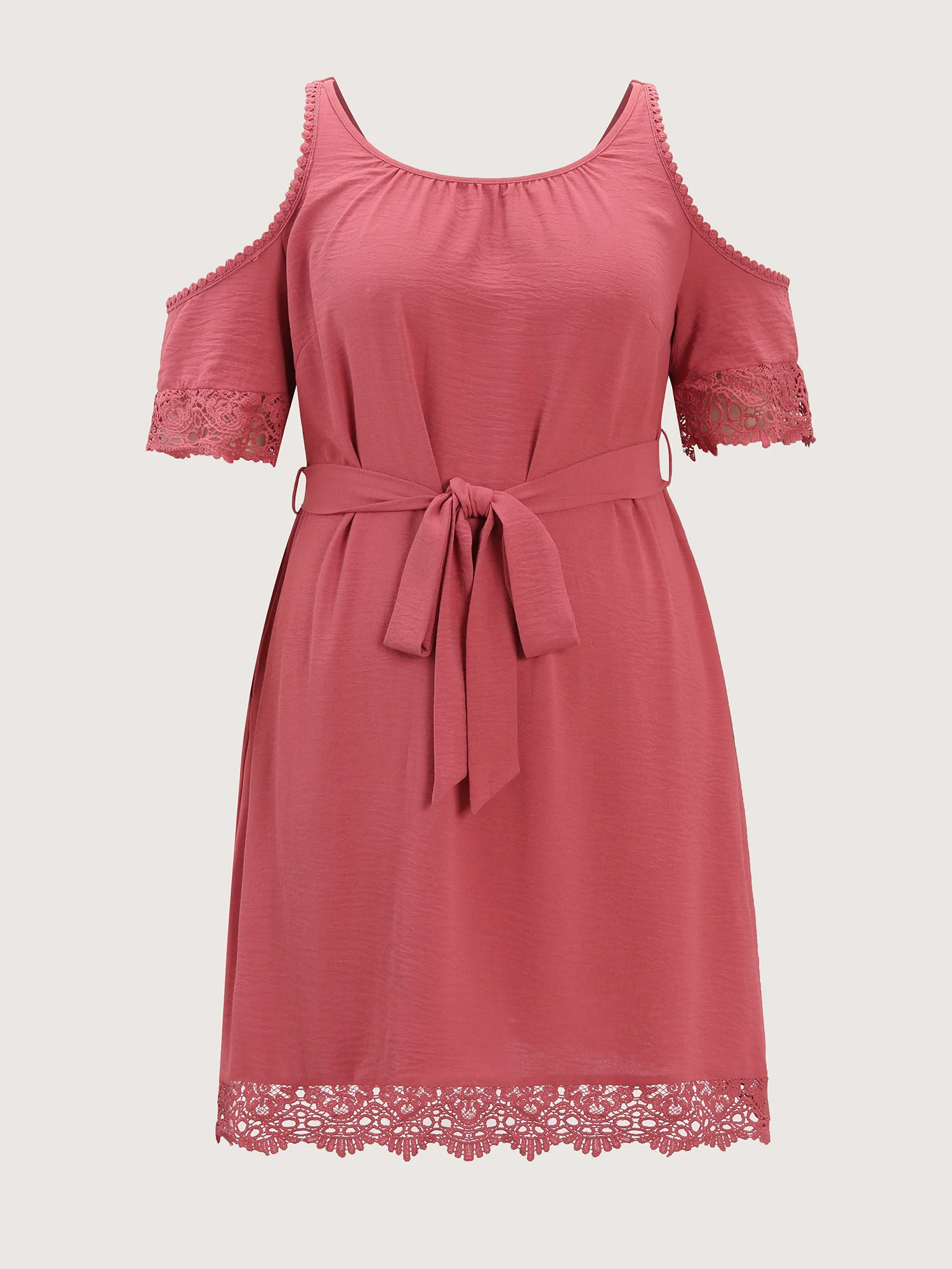 Off-Shoulder Waist Tie Mini Dress - Image 8