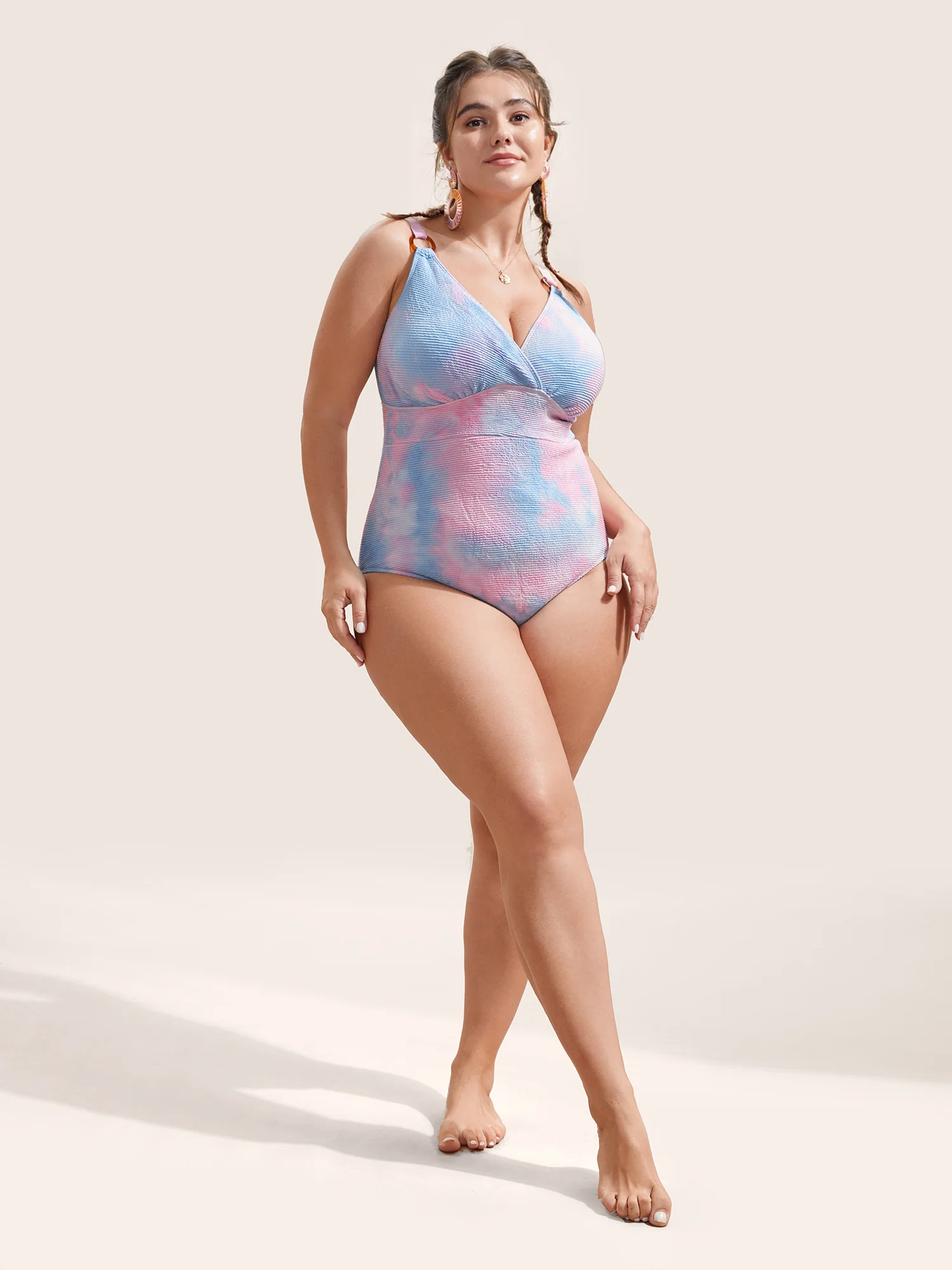 Ombre Adjustable Straps Wrap One Piece Swimsuit - Image 3