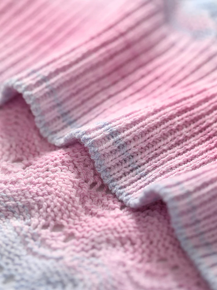 Ombre Button Through Hollow Out Cardigan - Image 11