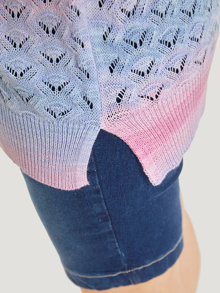 Ombre Button Through Hollow Out Cardigan - Image 12