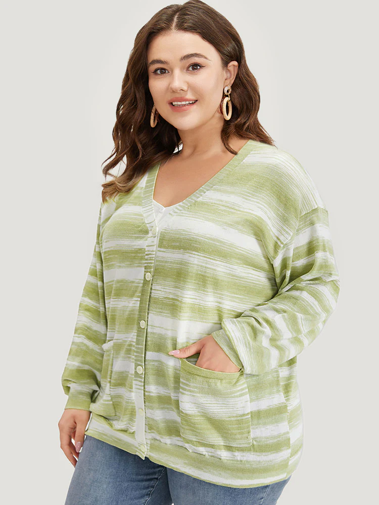 Ombre Button Up Patched Pocket Cardigan - Image 3