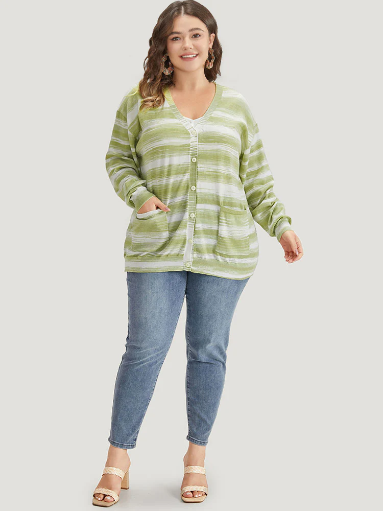 Ombre Button Up Patched Pocket Cardigan - Image 5
