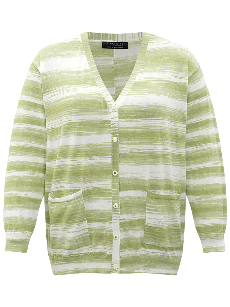 Ombre Button Up Patched Pocket Cardigan - Image 9