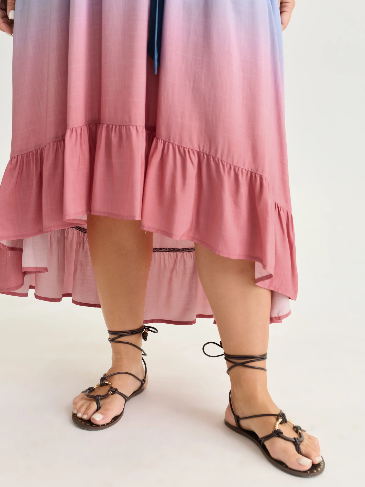 Ombre Color Blend Lace Trim Maxi Dress - Image 4