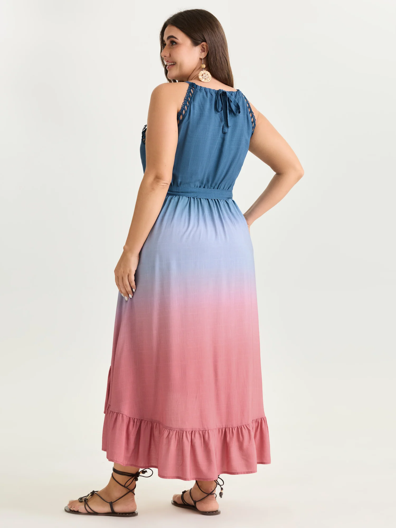 Ombre Color Blend Lace Trim Maxi Dress - Image 5
