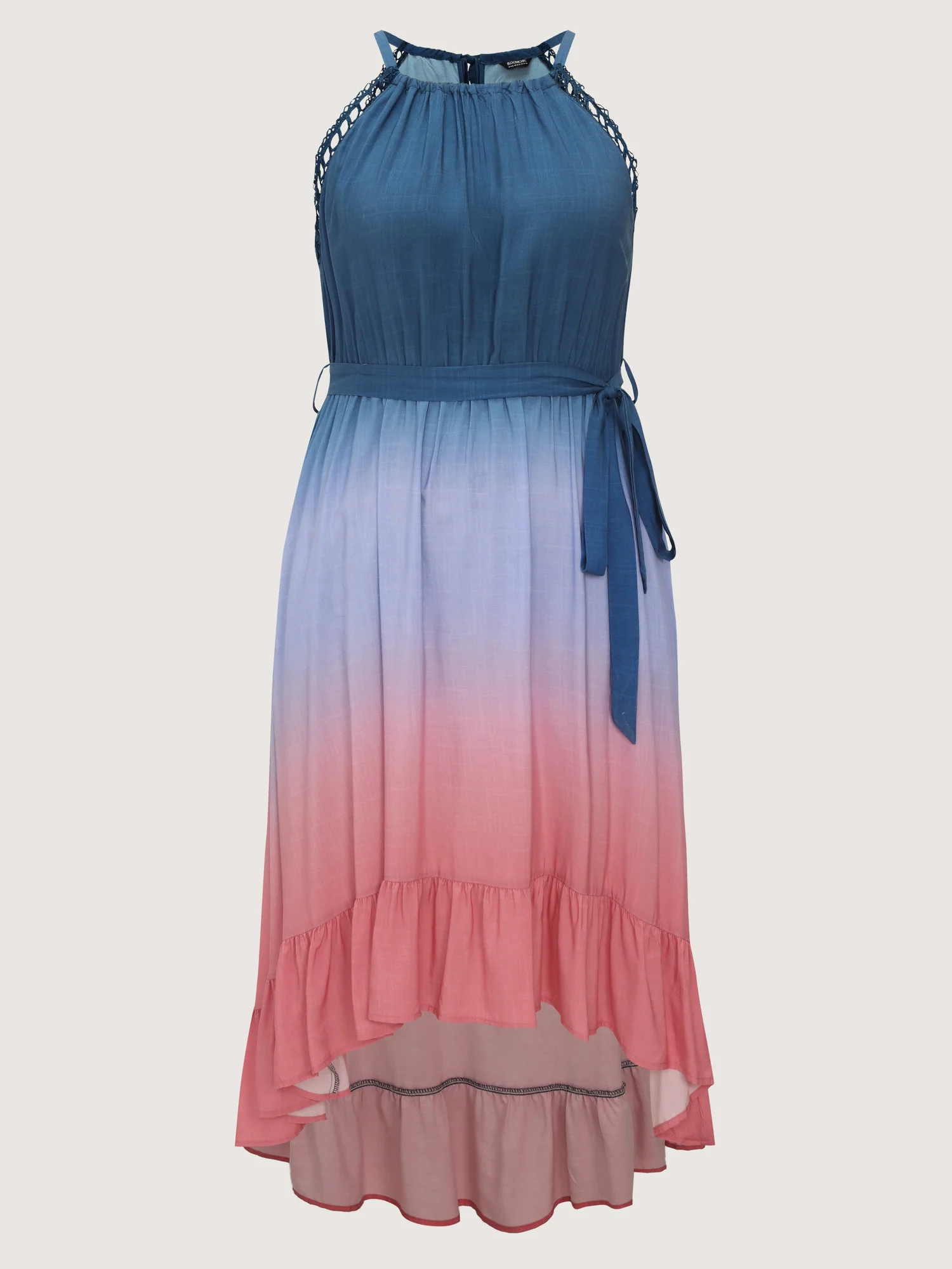Ombre Color Blend Lace Trim Maxi Dress - Image 8