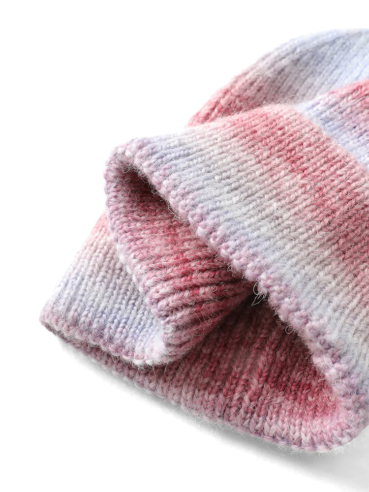 Ombre Colorblock Warm Knitted Hat - Image 3